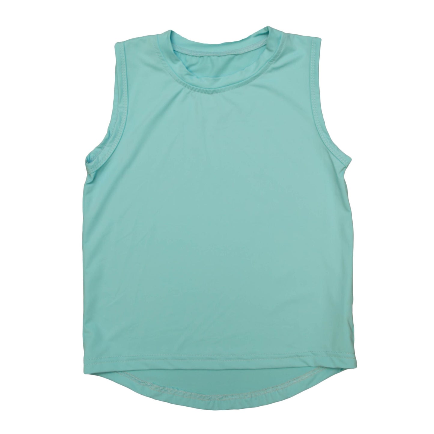 Light Blue High Low Kid Tank sleeveless athletic top with curved hem
