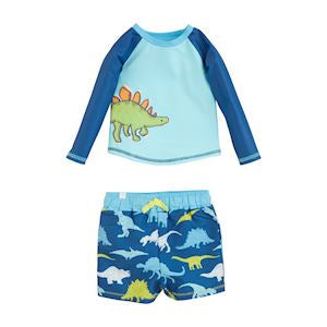 Boys' dino rash guard set front view