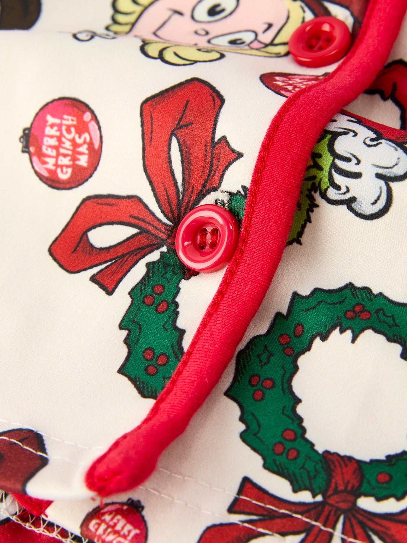 Christmas Wreath Character Print Girls Pajama Set