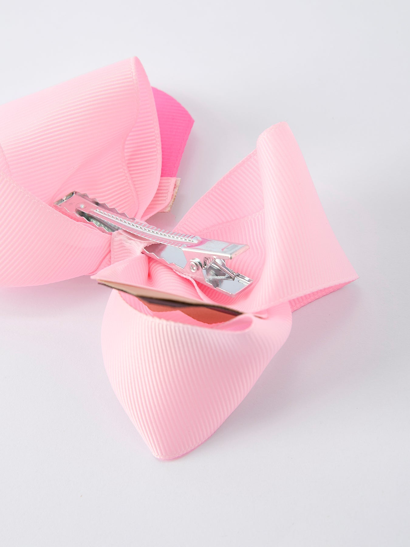 Girls pencil bow hair clip set in rose red and pink