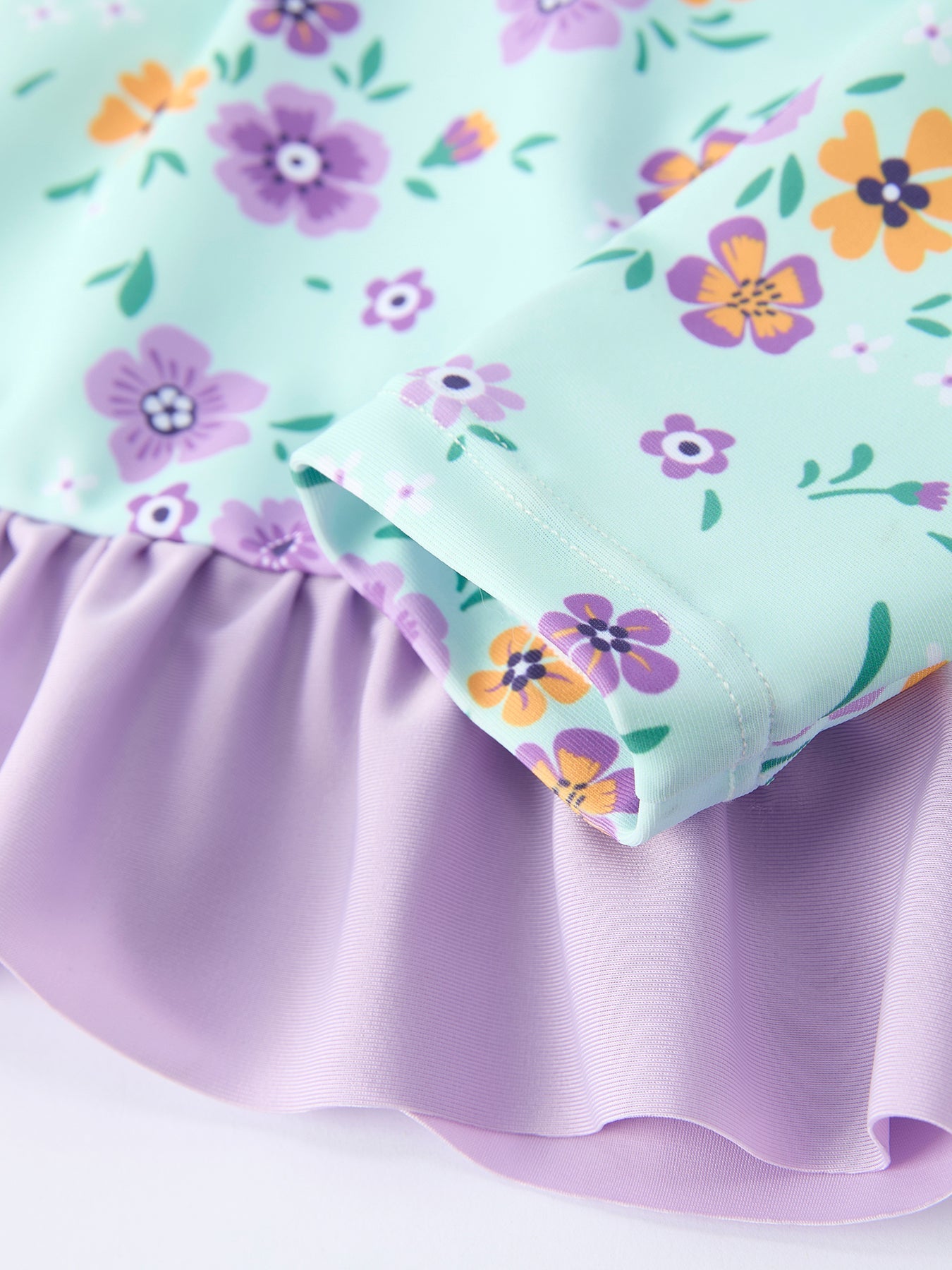 Mint floral swimwear print close-up