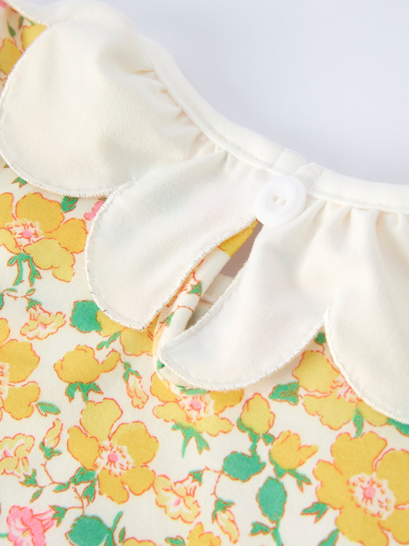 Easter Yellow Chick Embroidery Floral Girl Dress