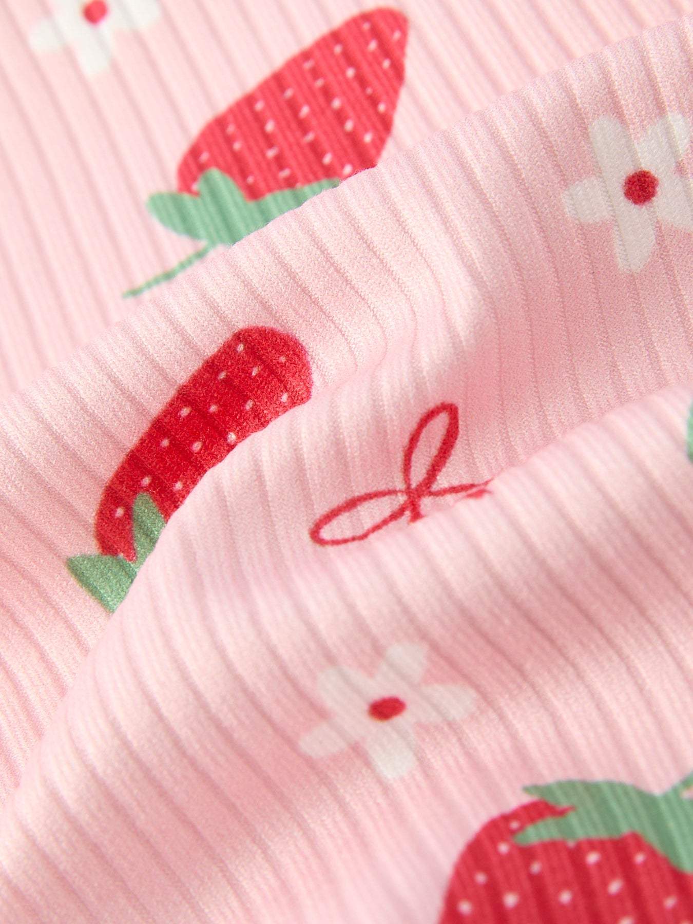 Strawberry bow girls short sleeve dress full length view