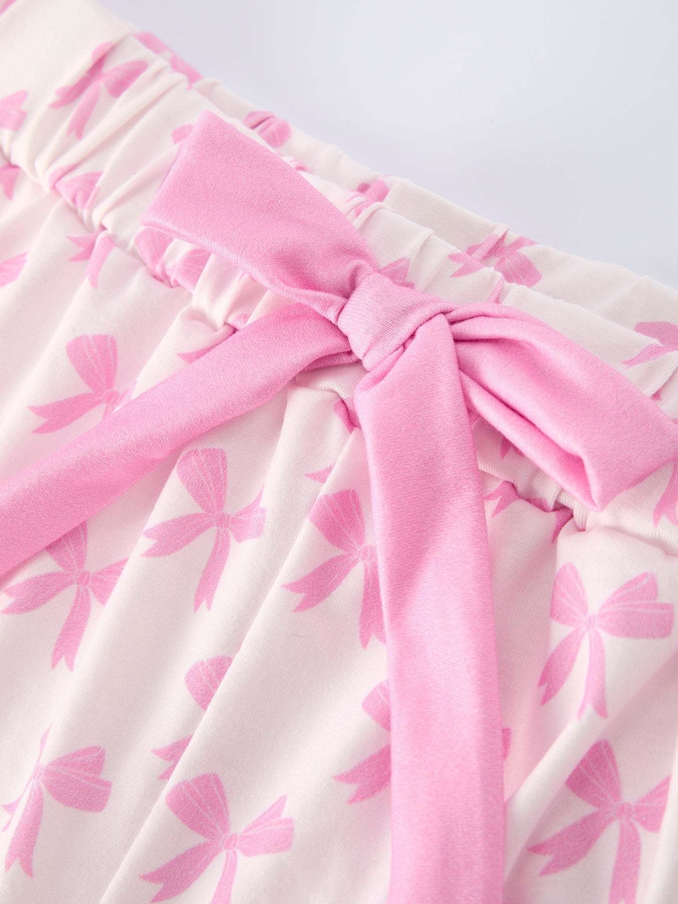 Mommy and me pink bow pajama set photo