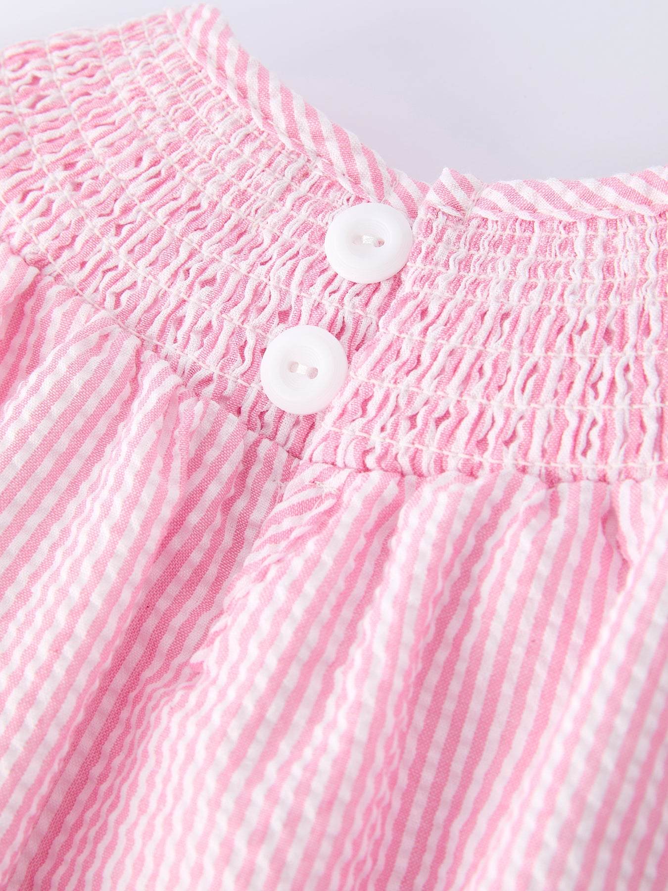 Strawberry Smocked Girl Romper Bow Ruffle