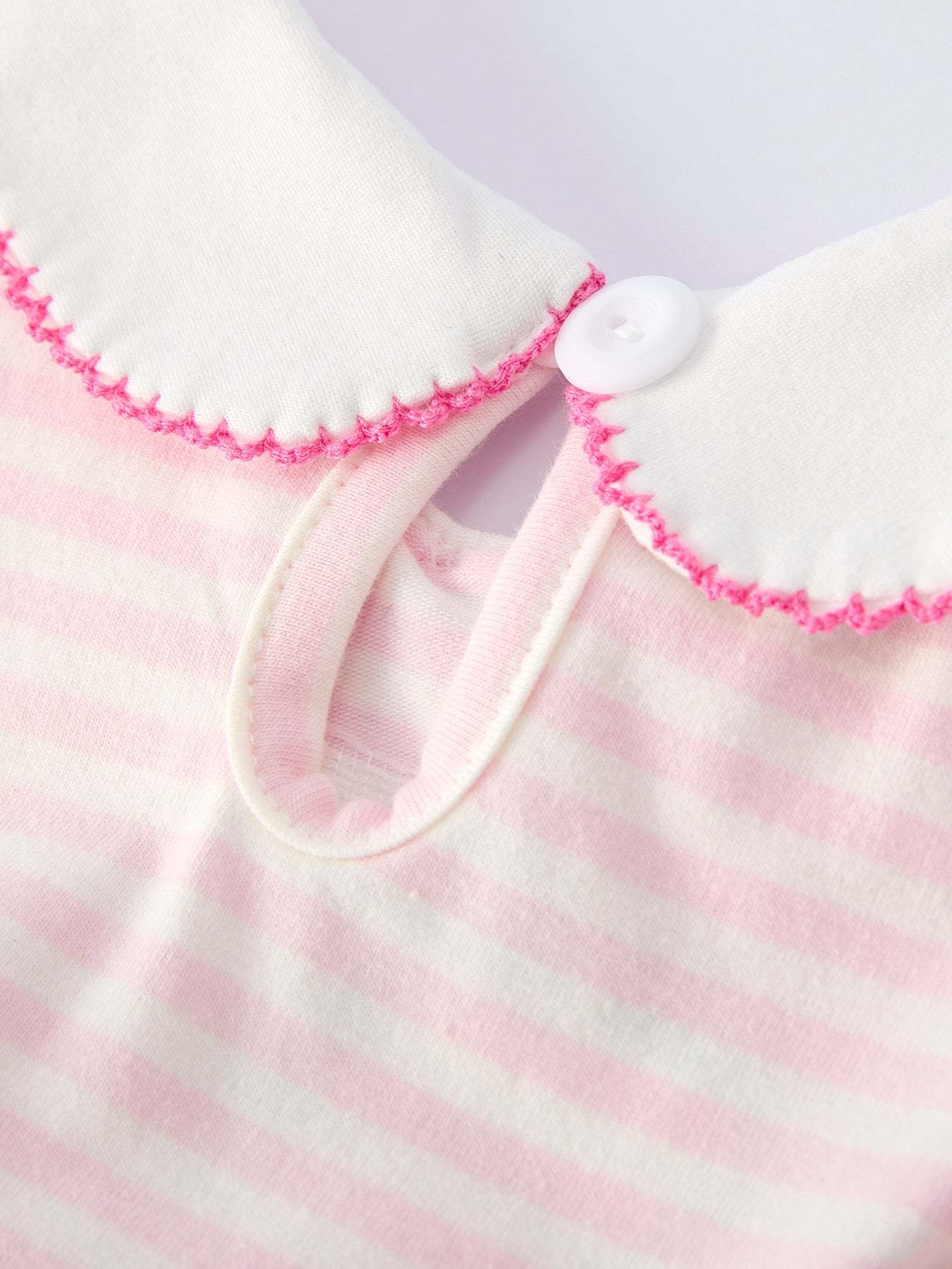 Strawberry Girl Dress Ruffle Peter Pan Collar, fabric and material close-up