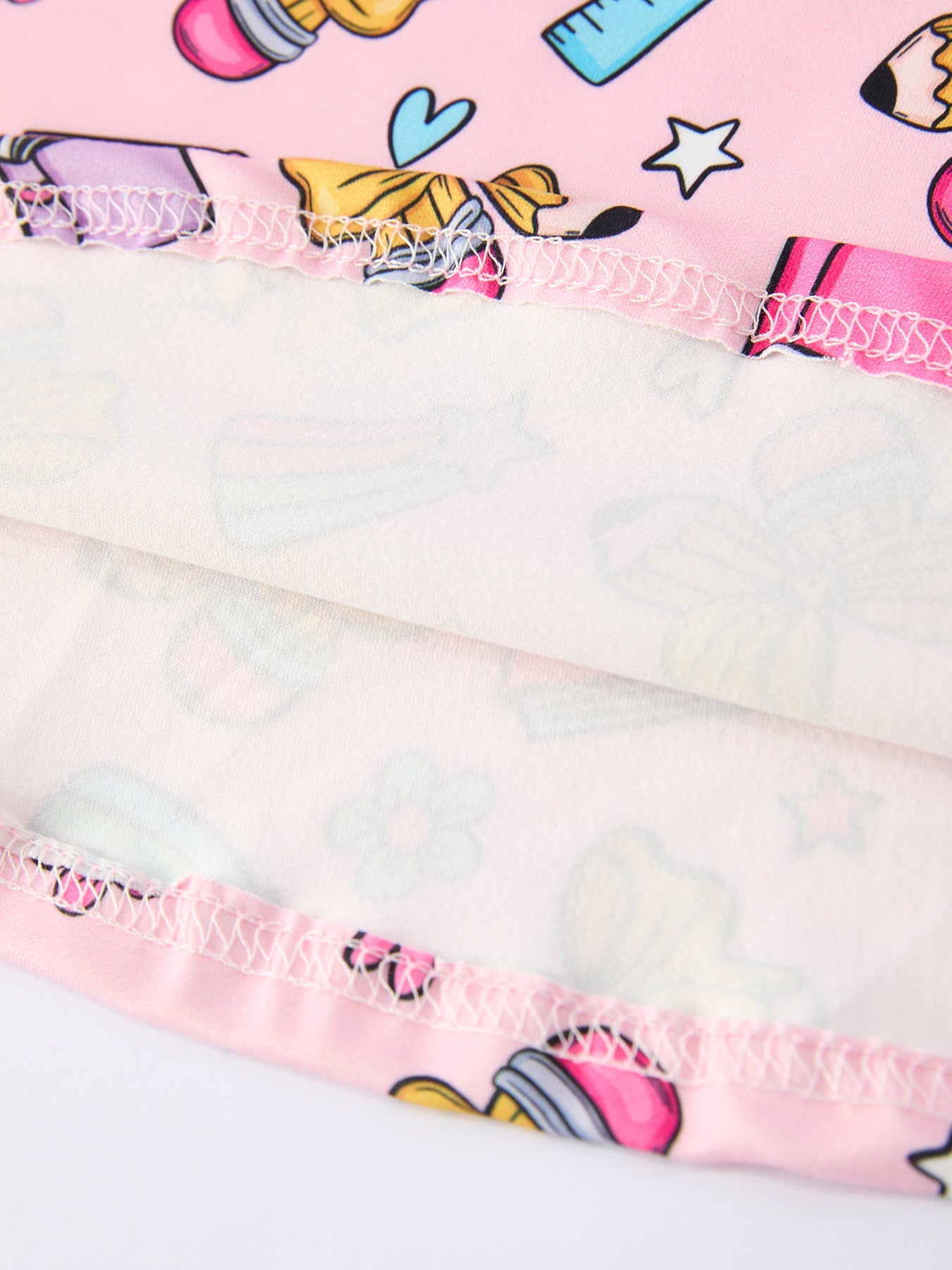 Back to School Print Girls Dress Short Sleeve - fabric and material close-up