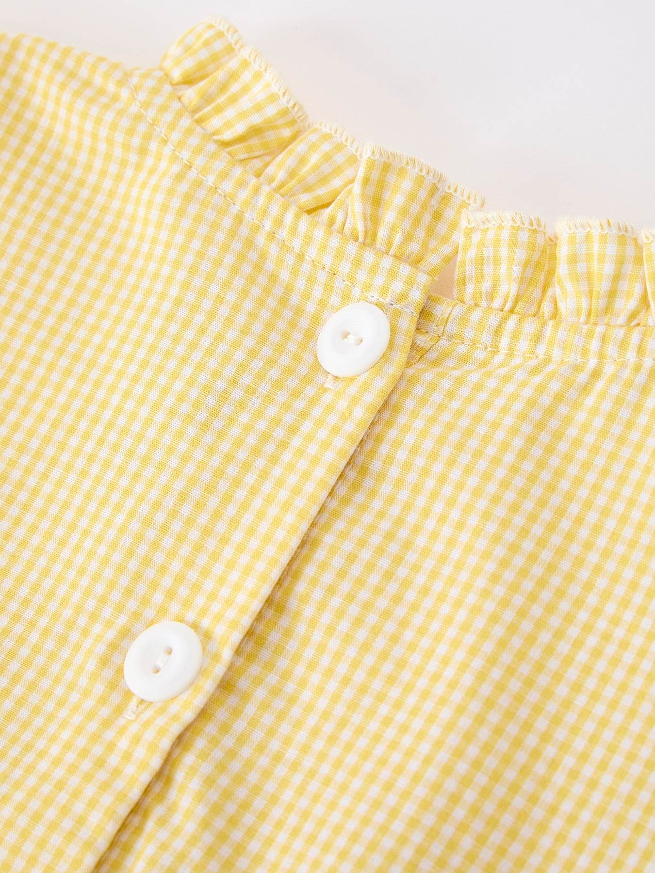 Girls Back To School Pencil Twirl Yellow Dress Bow Applique Smocked