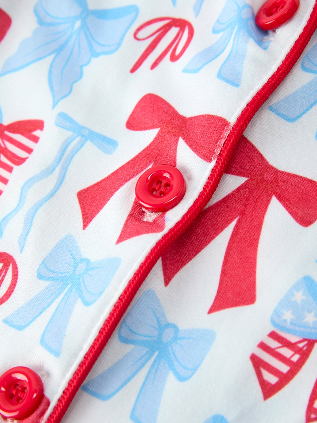 4th of July Bow Girls Pajama Set Short Sleeve Ruffle Shorts