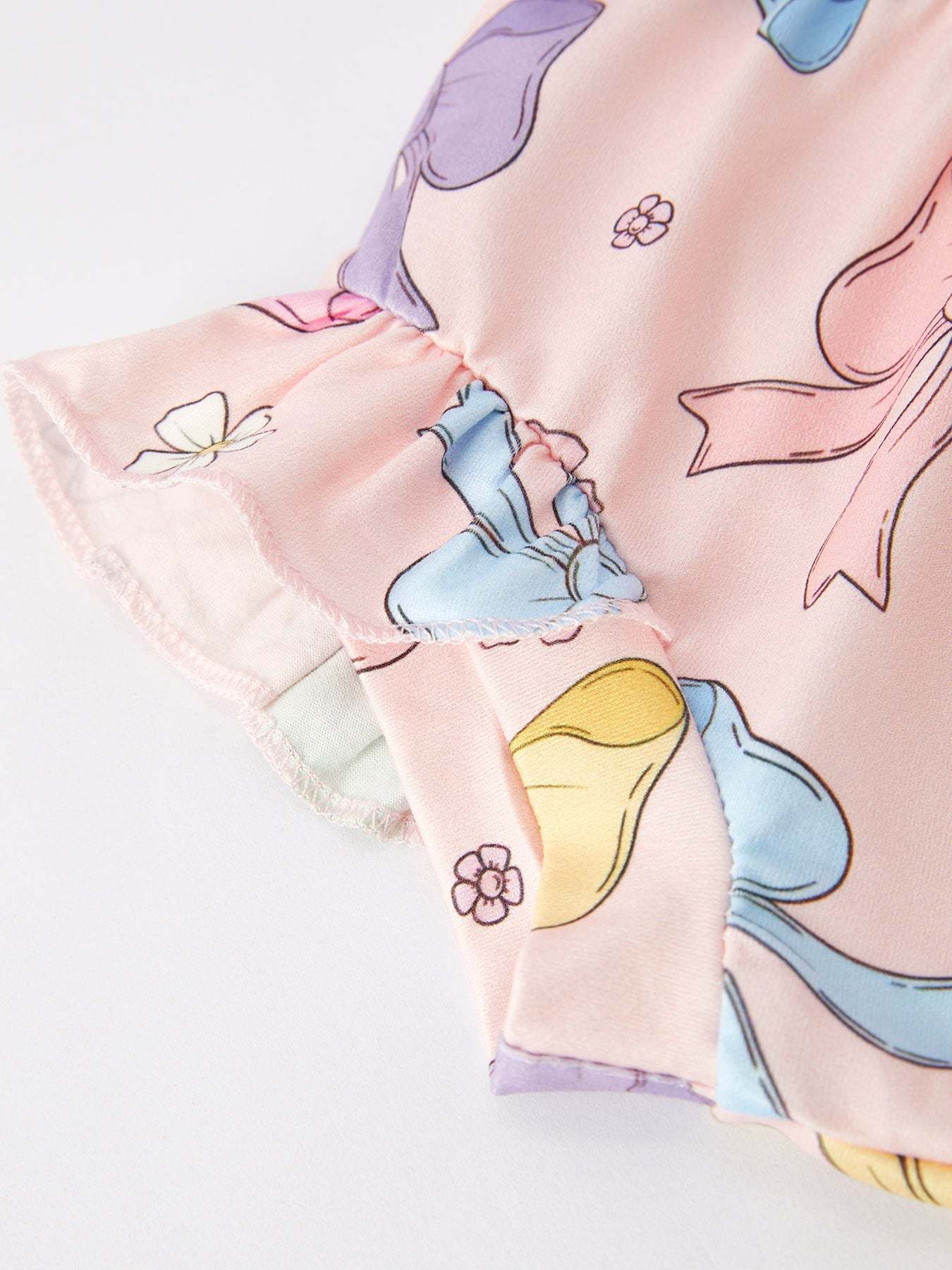 Summer Purple Bow Pleated Suspender Vest And Floral Bloomers Set