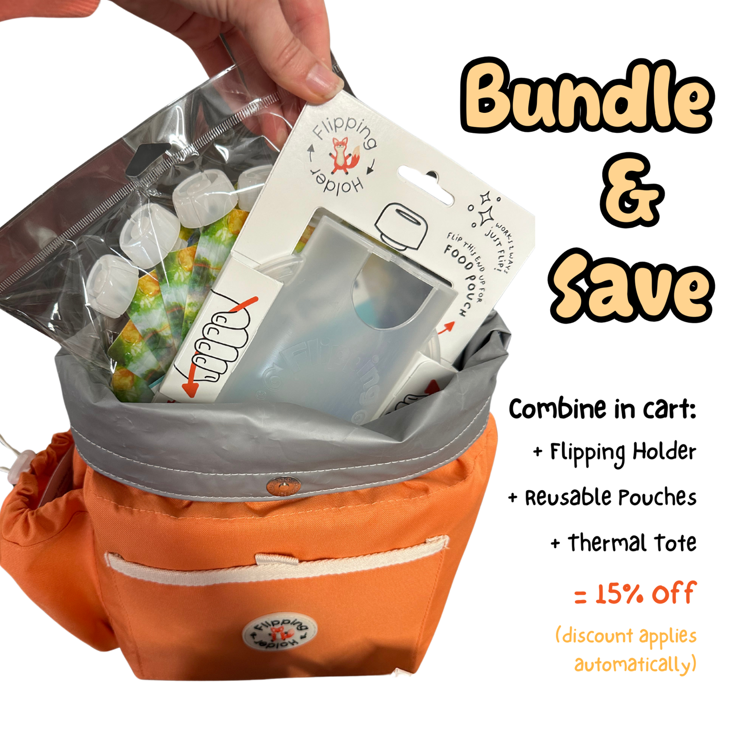 Thermal carry-all tote with bottle pocket, full view