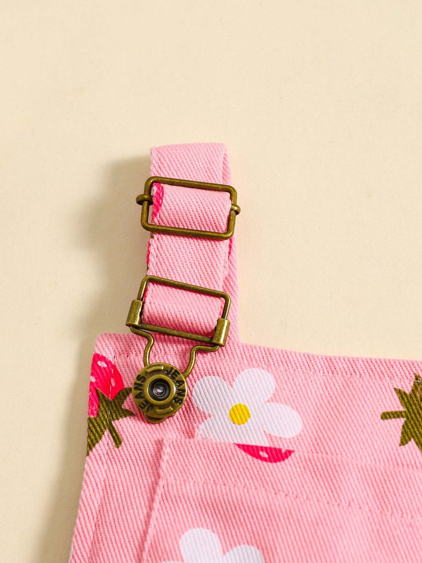 Strawberry Print Denim Overalls