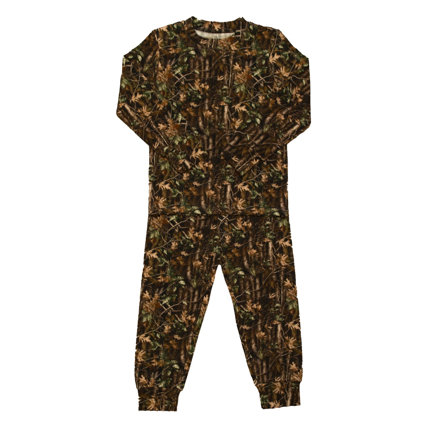 Oak Camo Pajamas made from soft breathable bamboo fabric with nature-inspired camouflage pattern