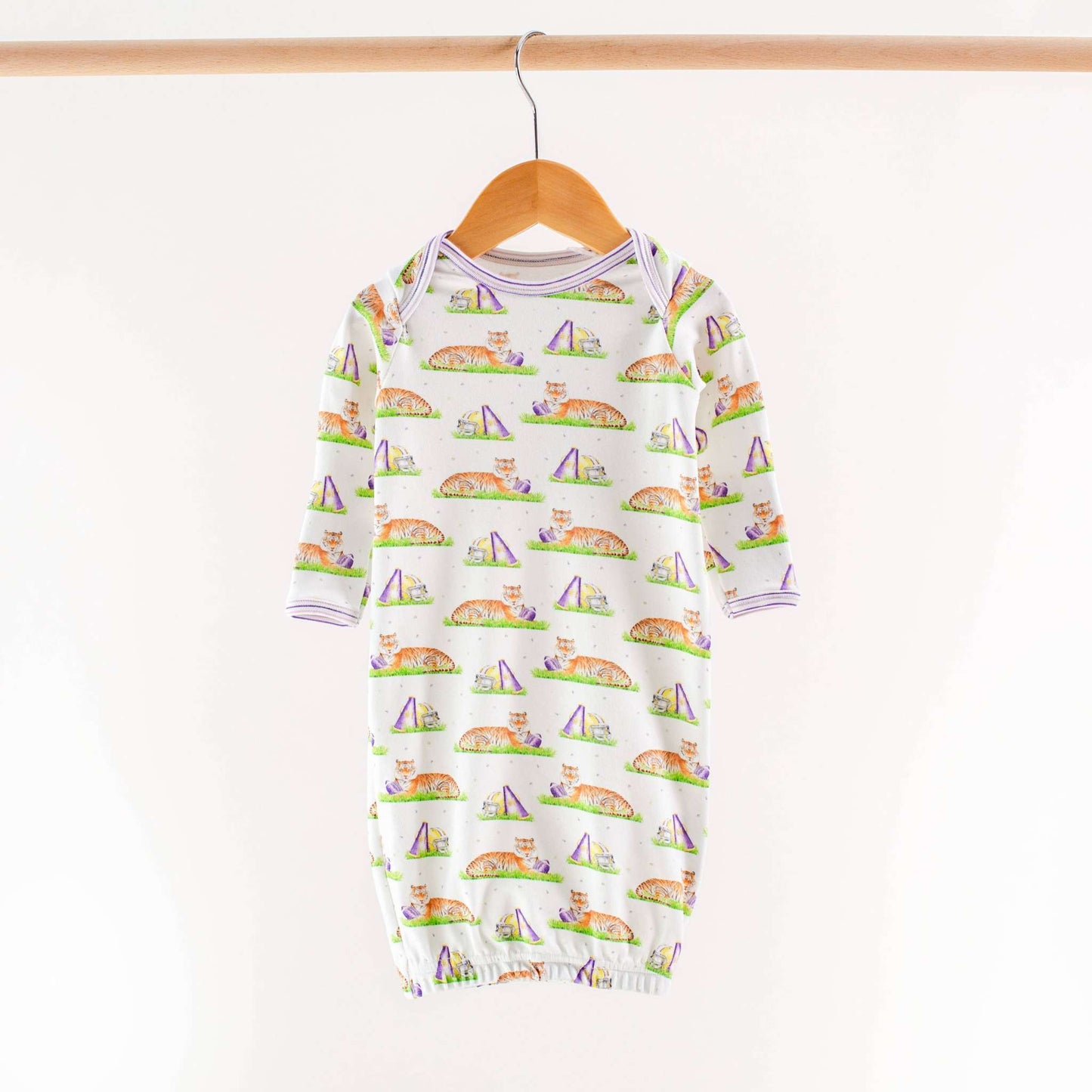 Mascot Mania in Louisiana kids pajamas, back view