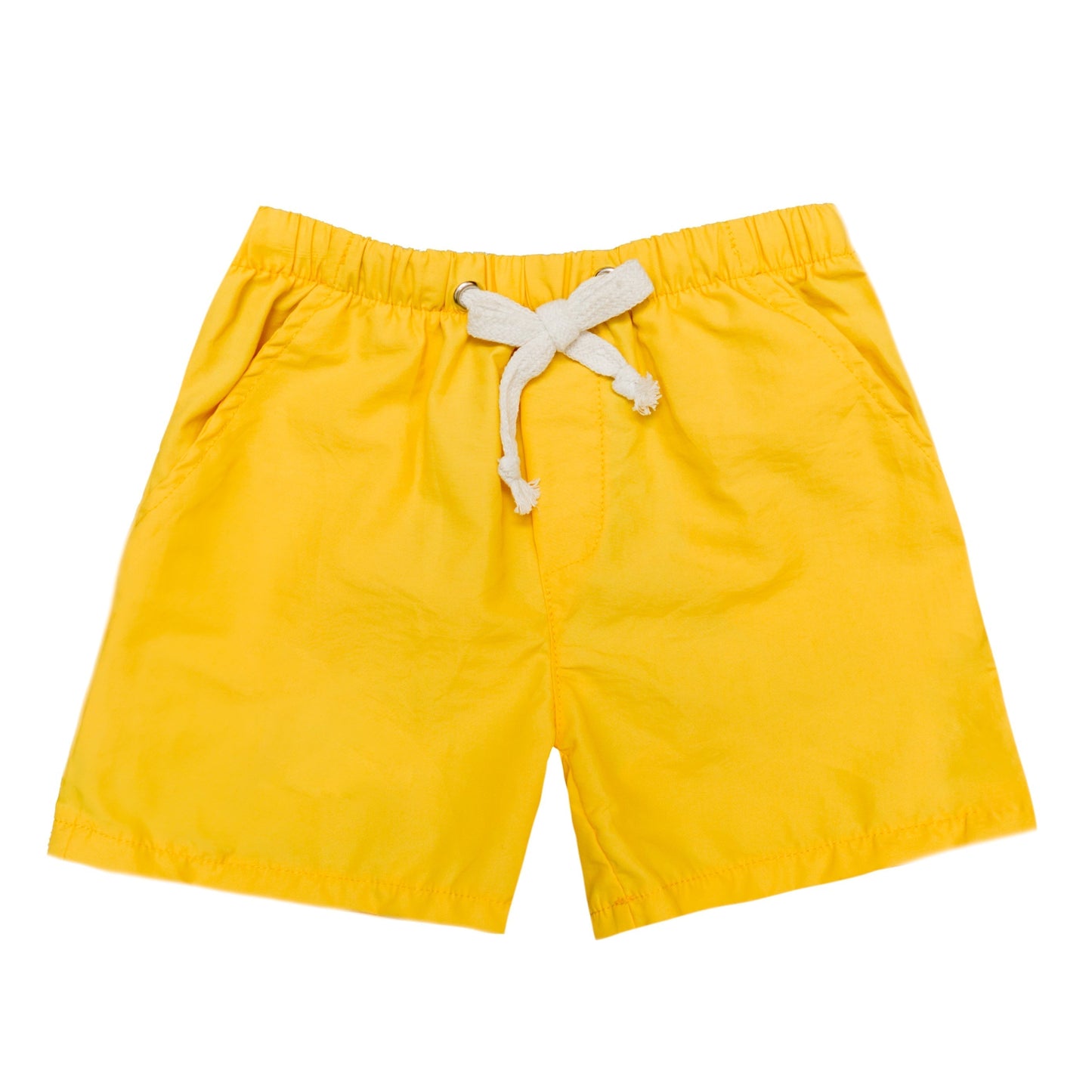 Yellow boys' athletic Phoenix Shorts with elastic waistband and drawstring for flexible, breathable comfort.