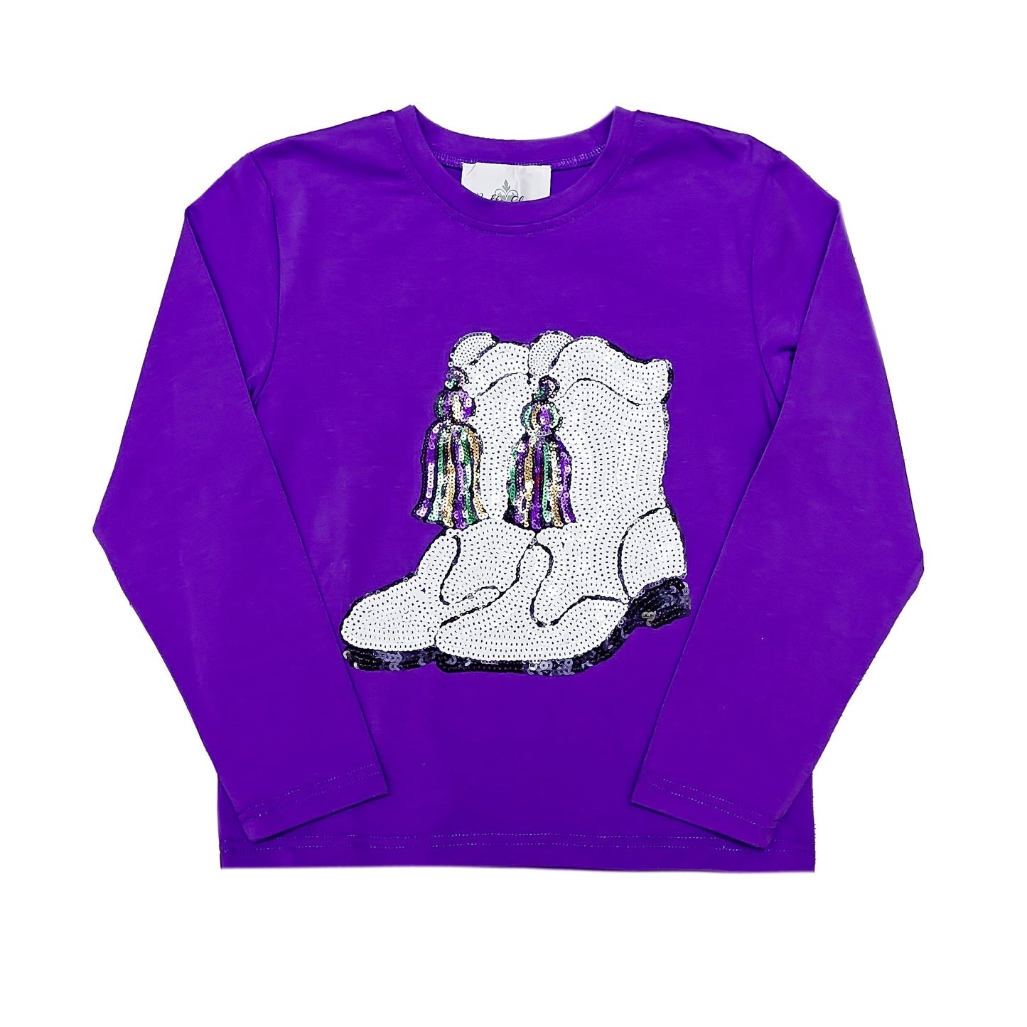 Mardi Gras Boots Purple Long Sleeve T Shirt