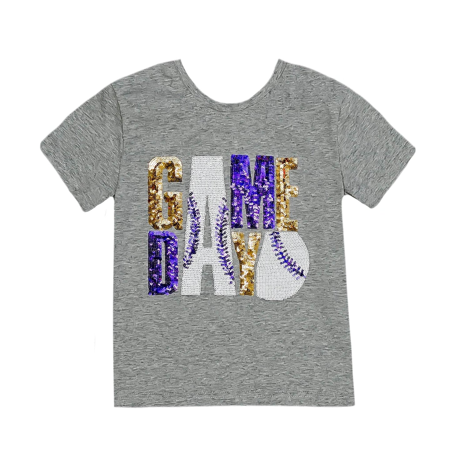 Gameday Purple and Gold Shirt, side view
