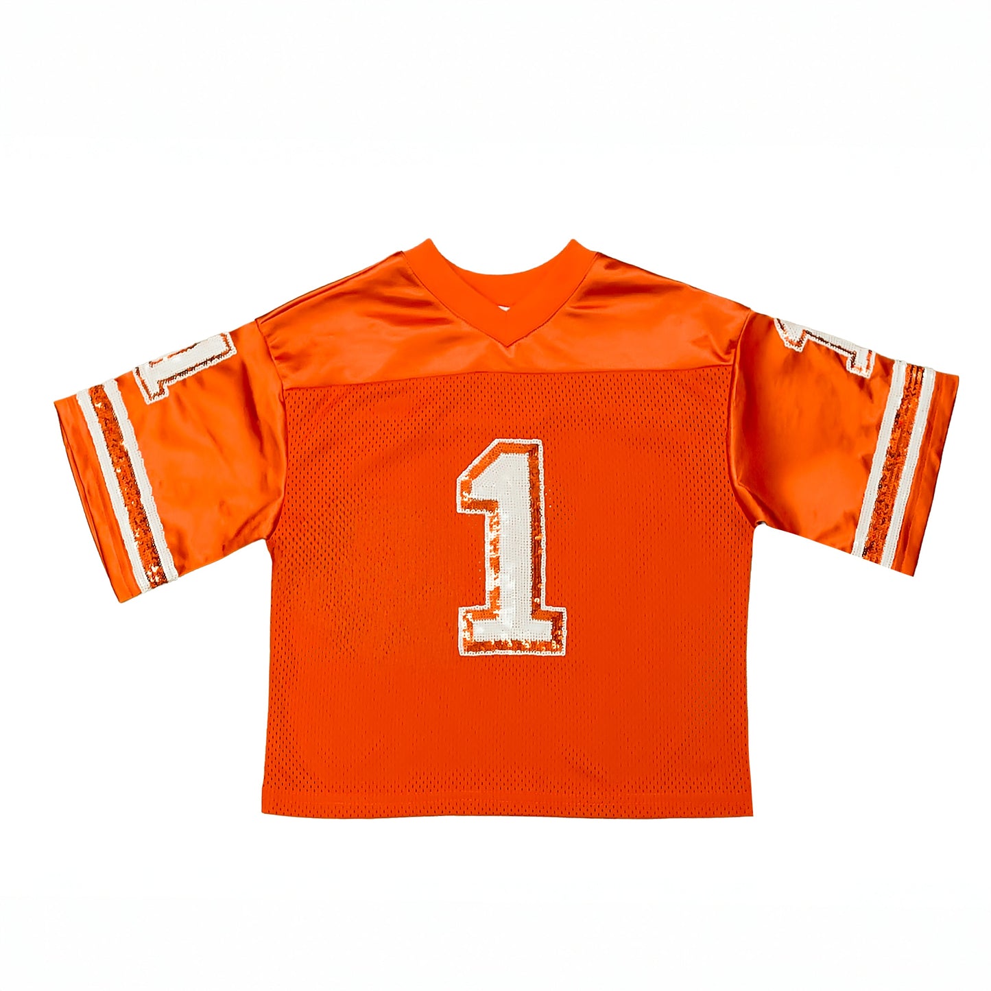 Burnt Orange and White Sequin Jersey