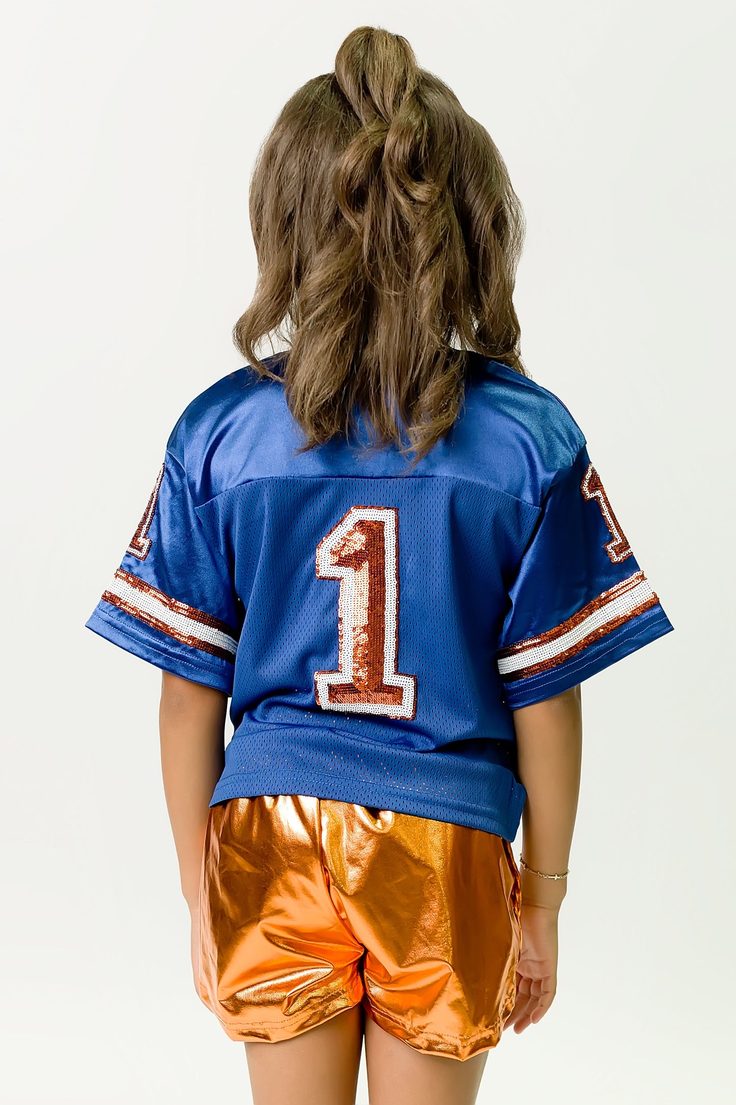Royal Blue and Orange Sequin Jersey