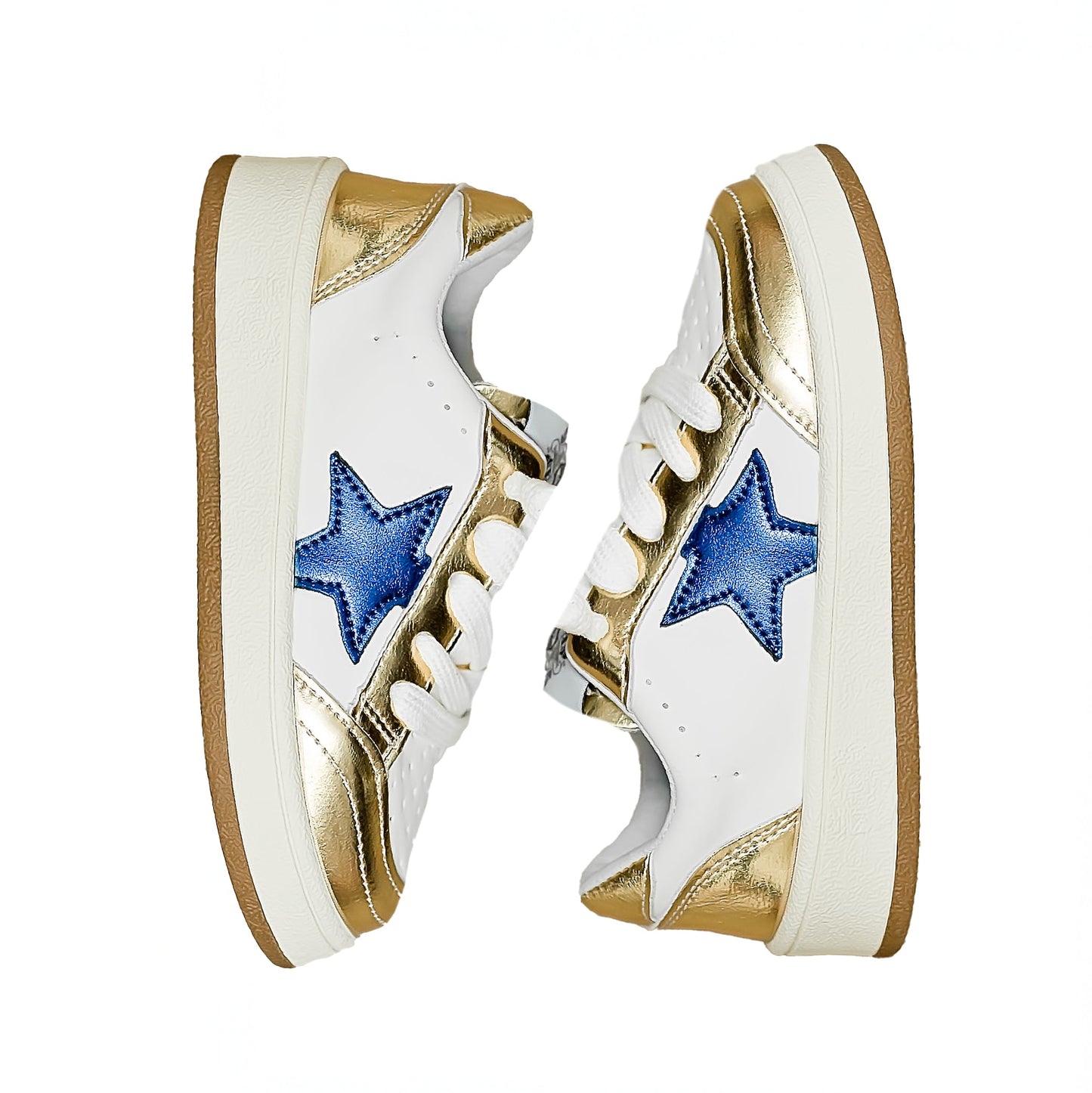 Royal Blue and Gold Star Sneakers