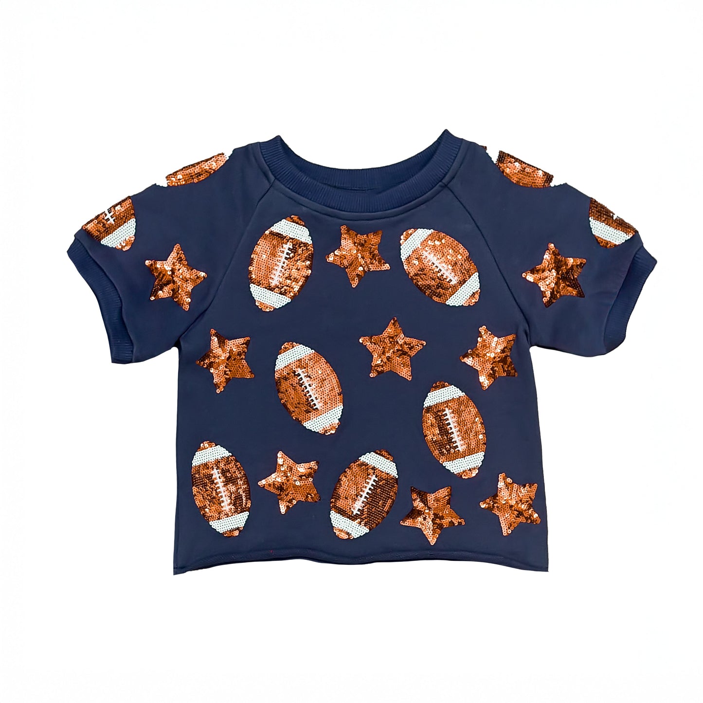 Navy and Orange Football Top