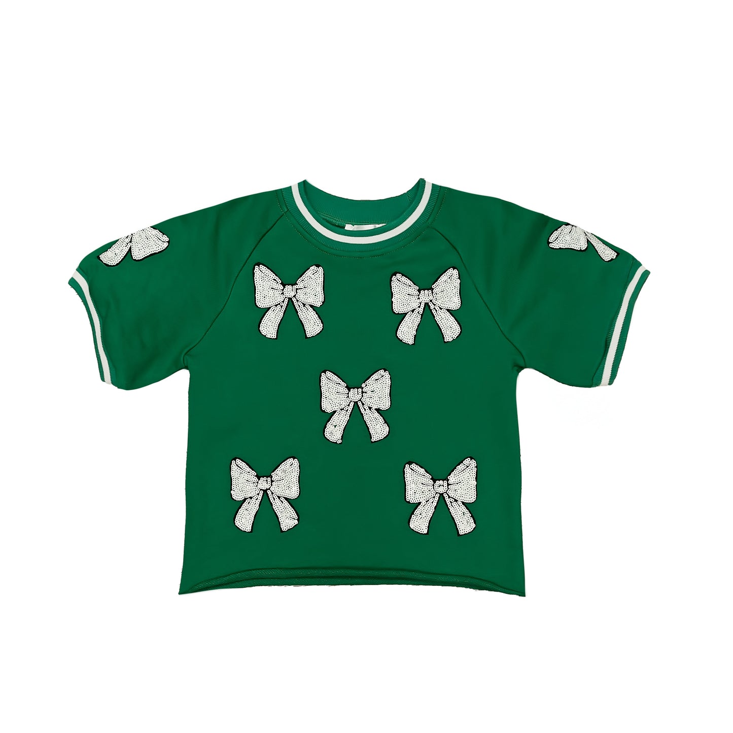 Green and White Bows Top