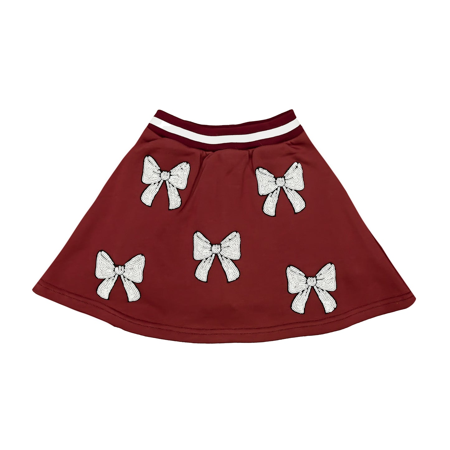 Maroon and White Bows Skort