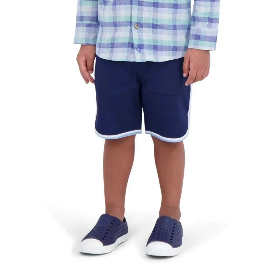 Boys Piped Shorts - Navy back view