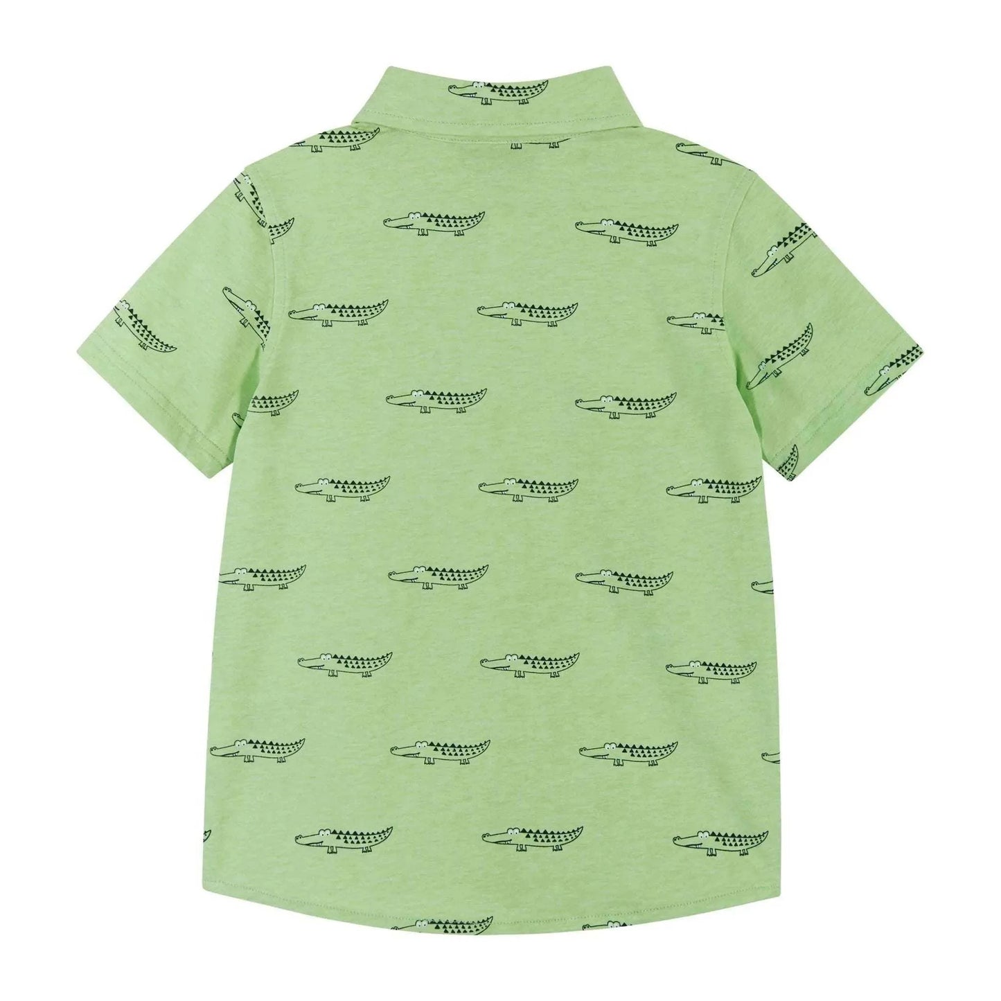 Boys Knit Buttondown - Lt Green Croc top detail view