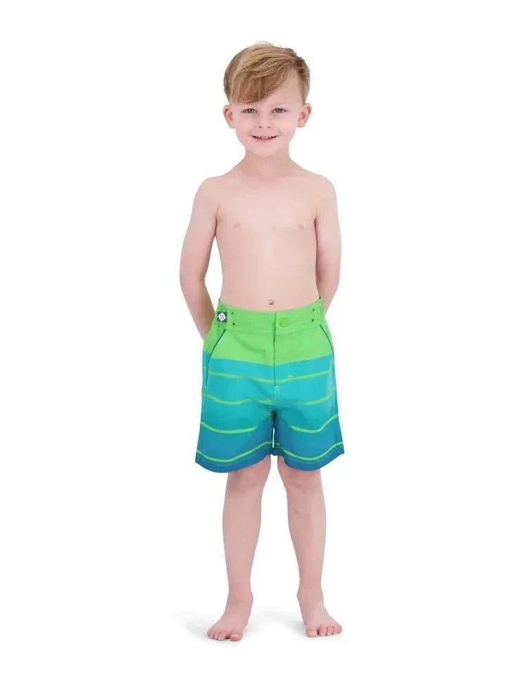 Boys Swim Bottom - Aqua Stripe swimsuit back view