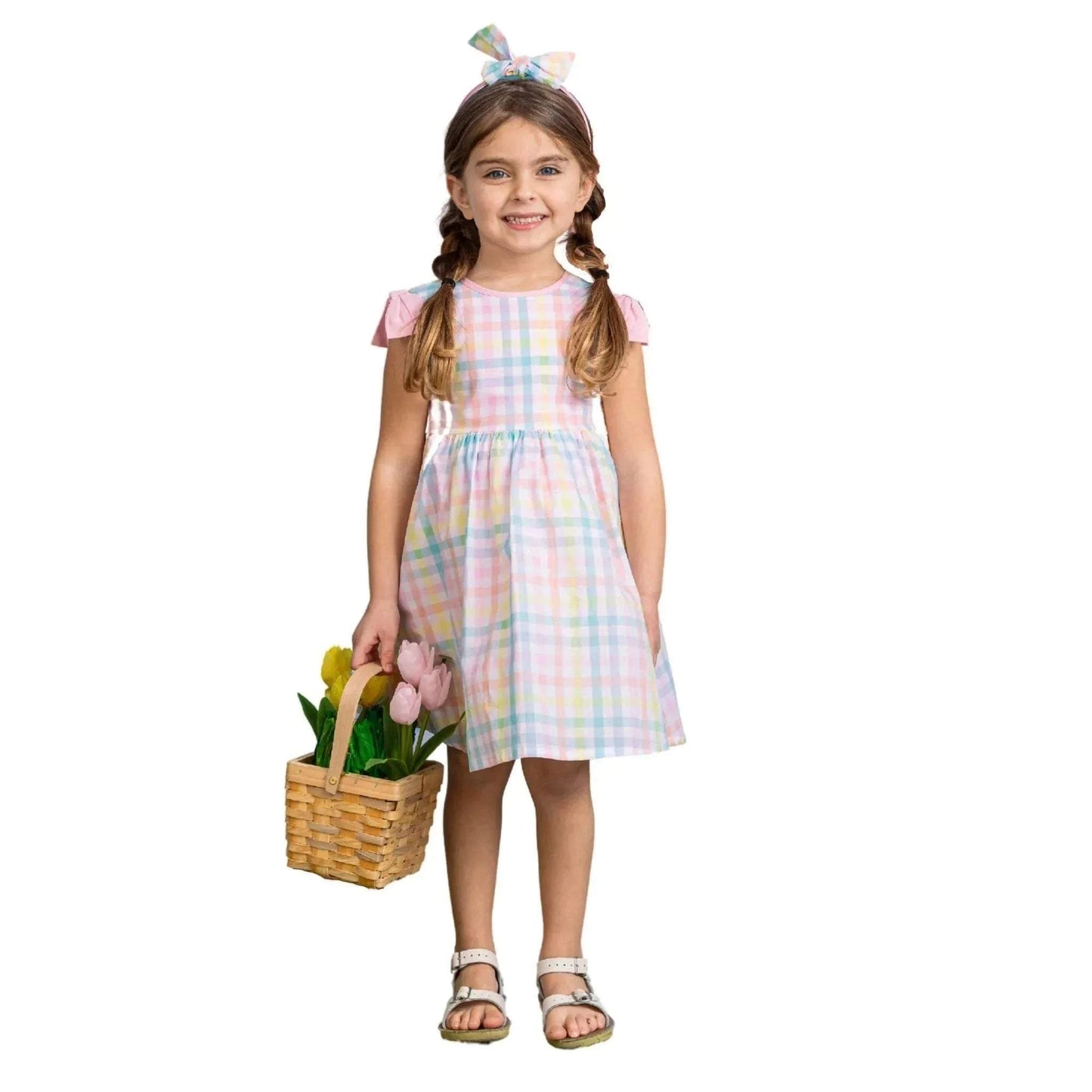 Andy and Evan gingham sun dress, back view