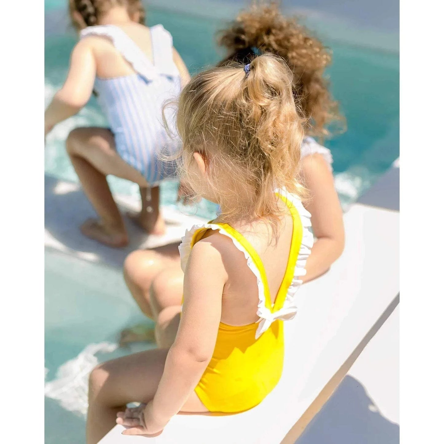 Ayla Ruffle One Piece - Yellow swimsuit side view