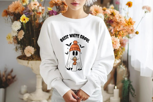 Basic White Ghoul Halloween Sweatshirt