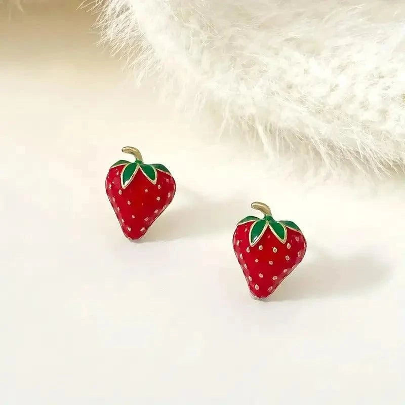 Strawberry stud earrings for girls and women