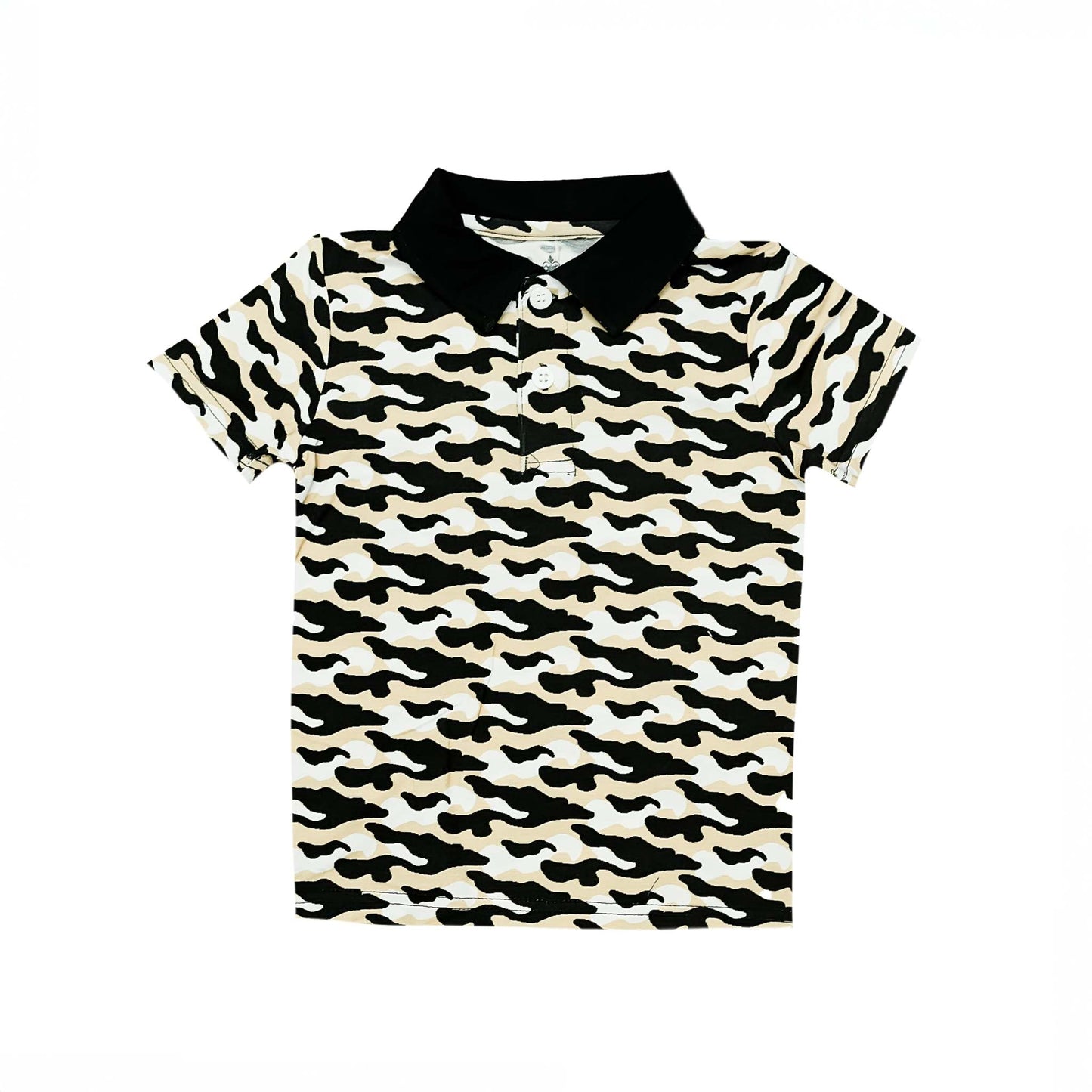 Black and Gold Camo Polo