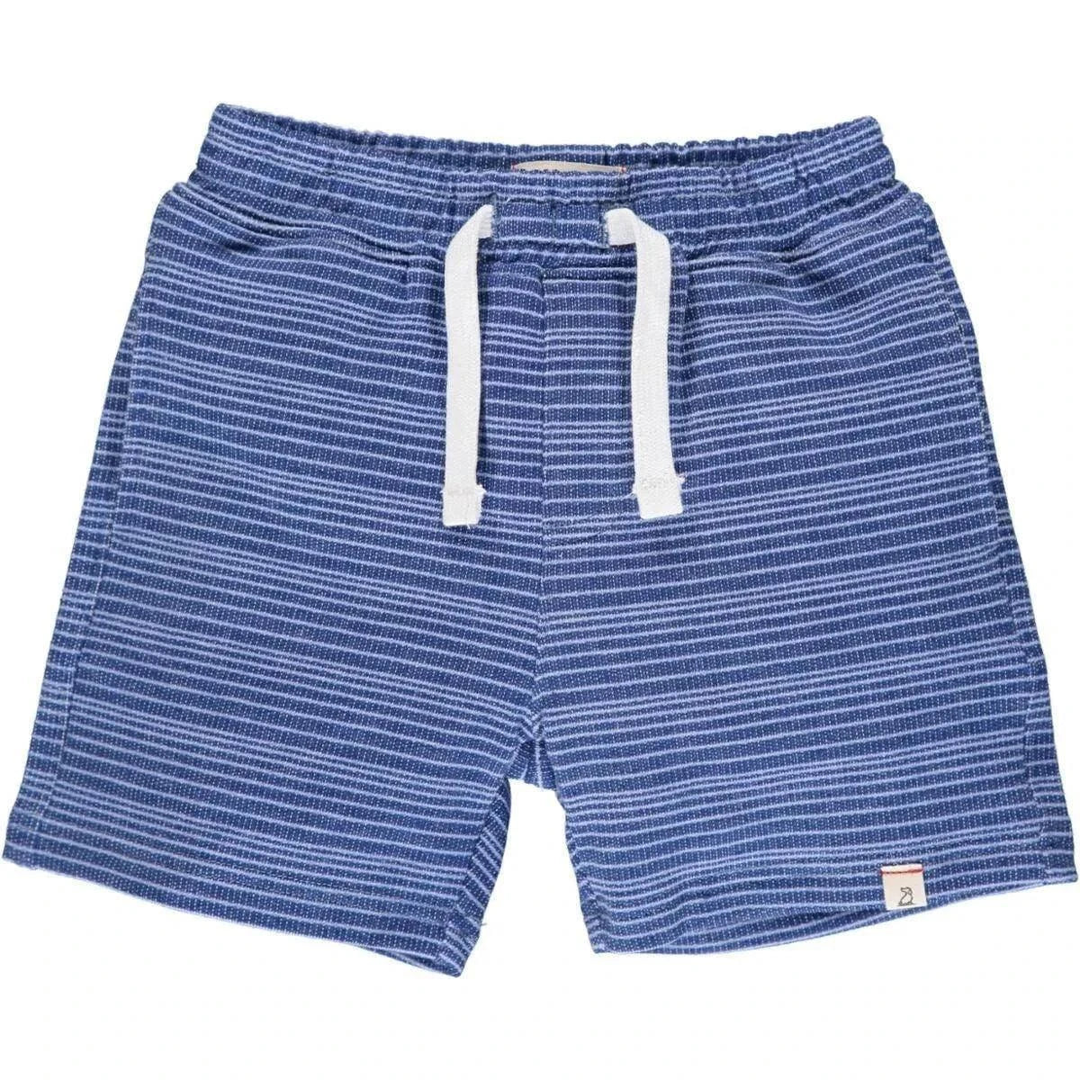 Blue stripe sweat shorts front view
