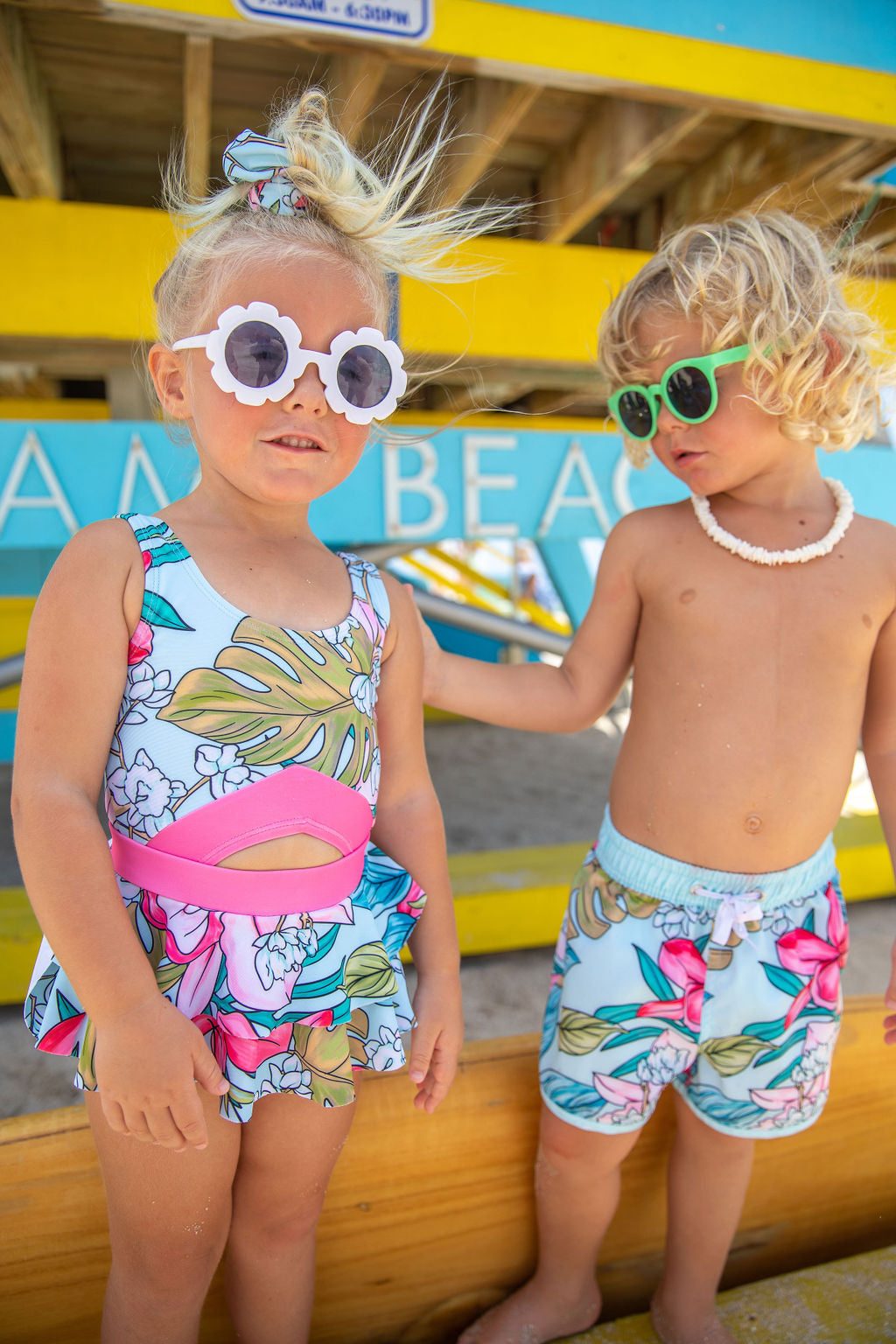 Tropical Moondance One Piece Swimsuit fabric and material close-up