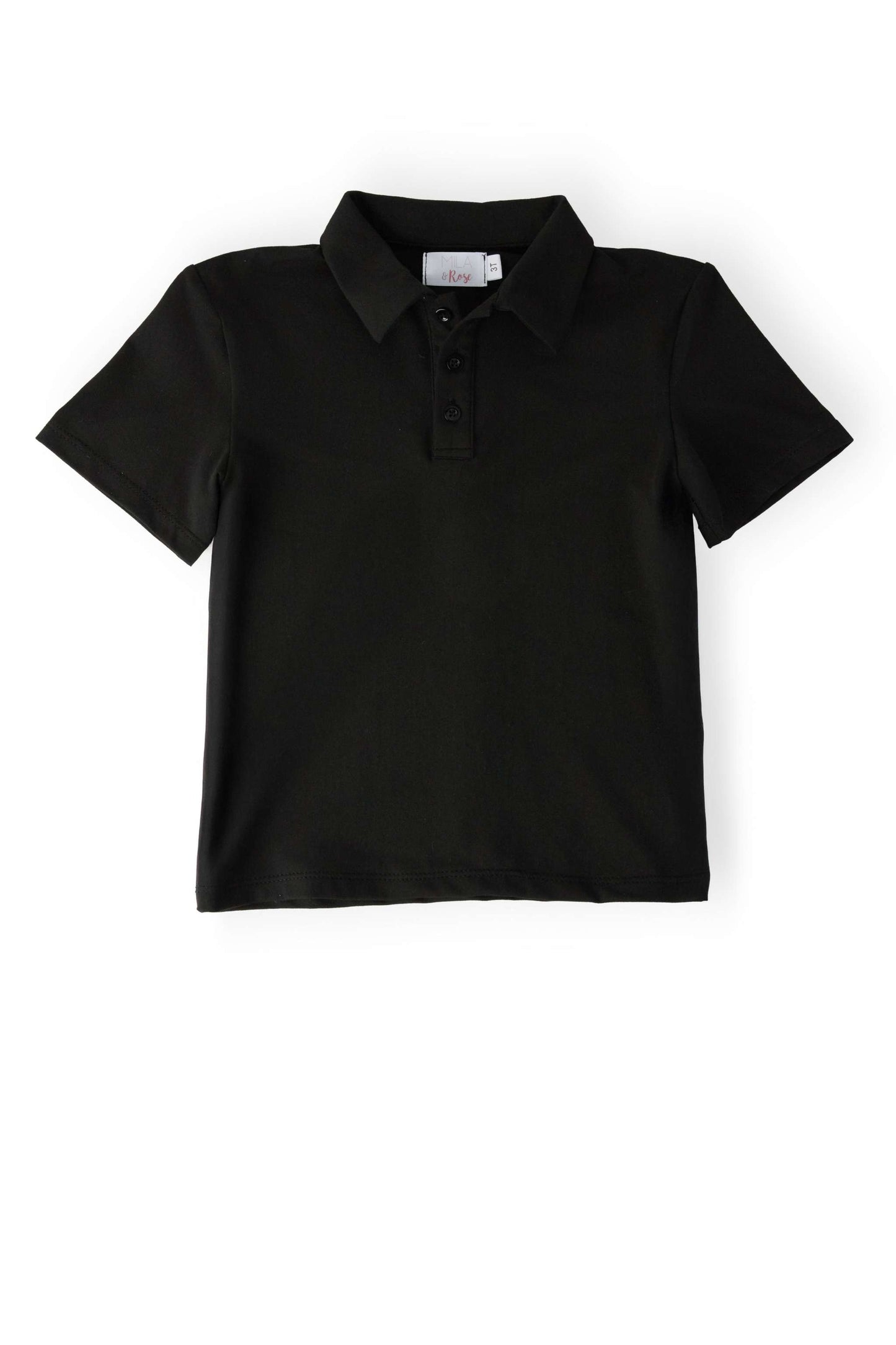Boys Black S/S Polo front view