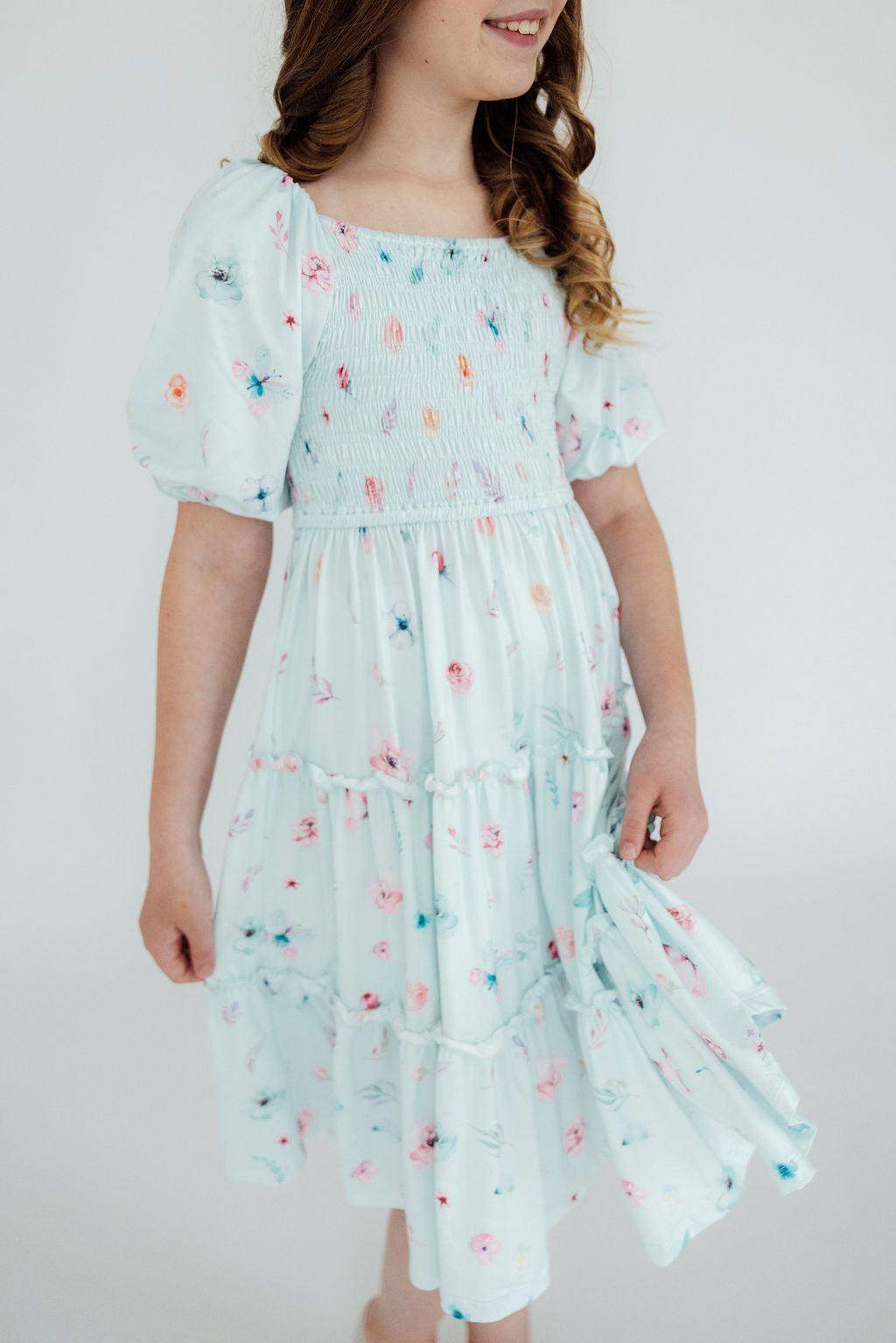 Butterfly Ballet Smocked Ruffle Dress print and pattern detail