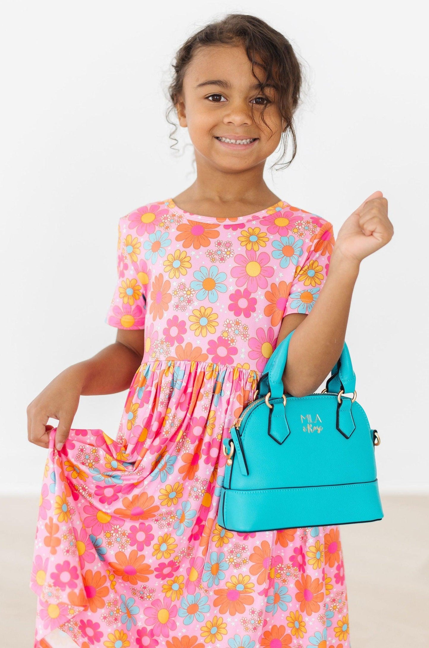 Caribbean Blue Girl's Crossbody Purse full length view