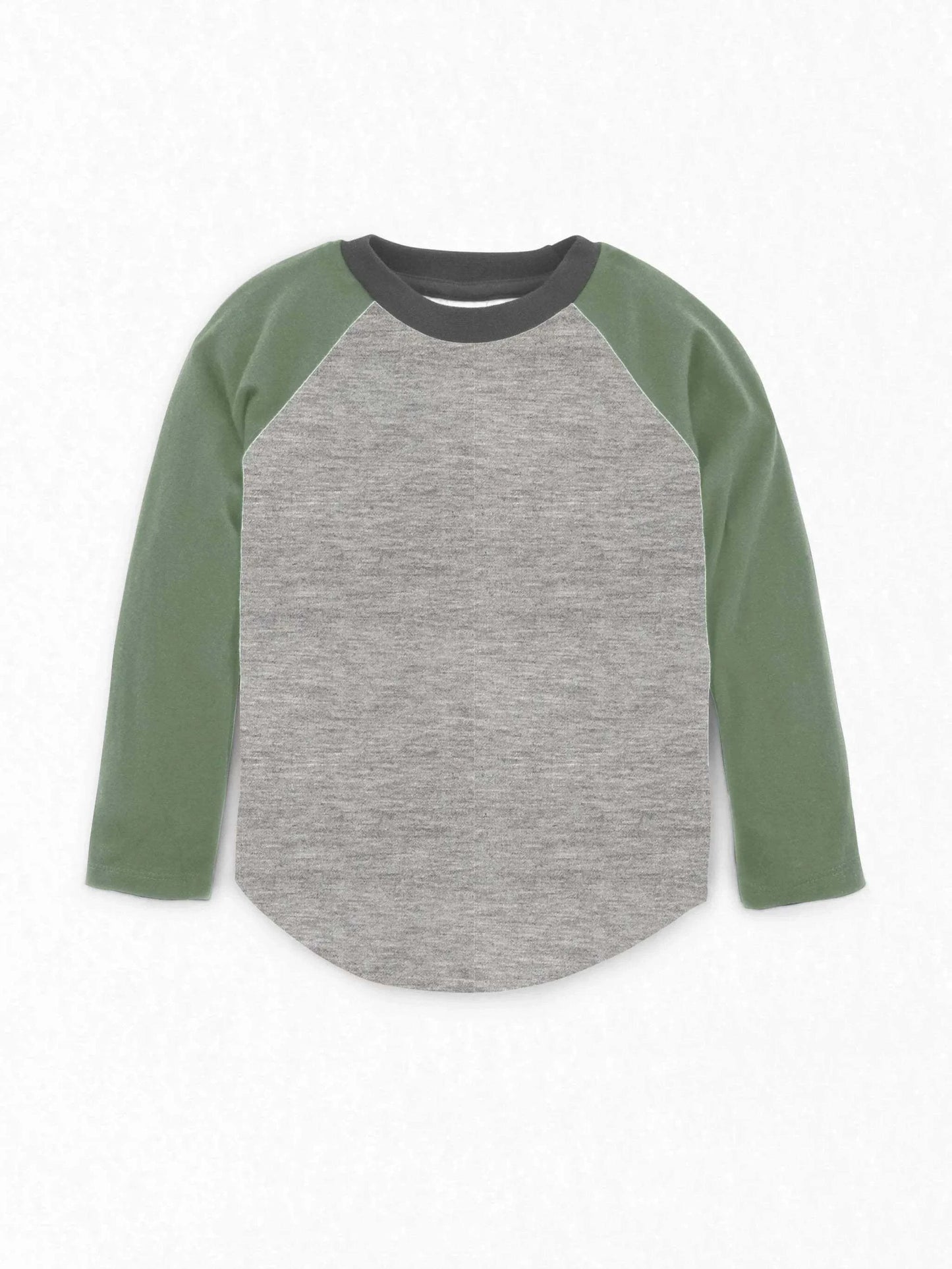 Baseball Tee - Sage / Heather Grey top front view