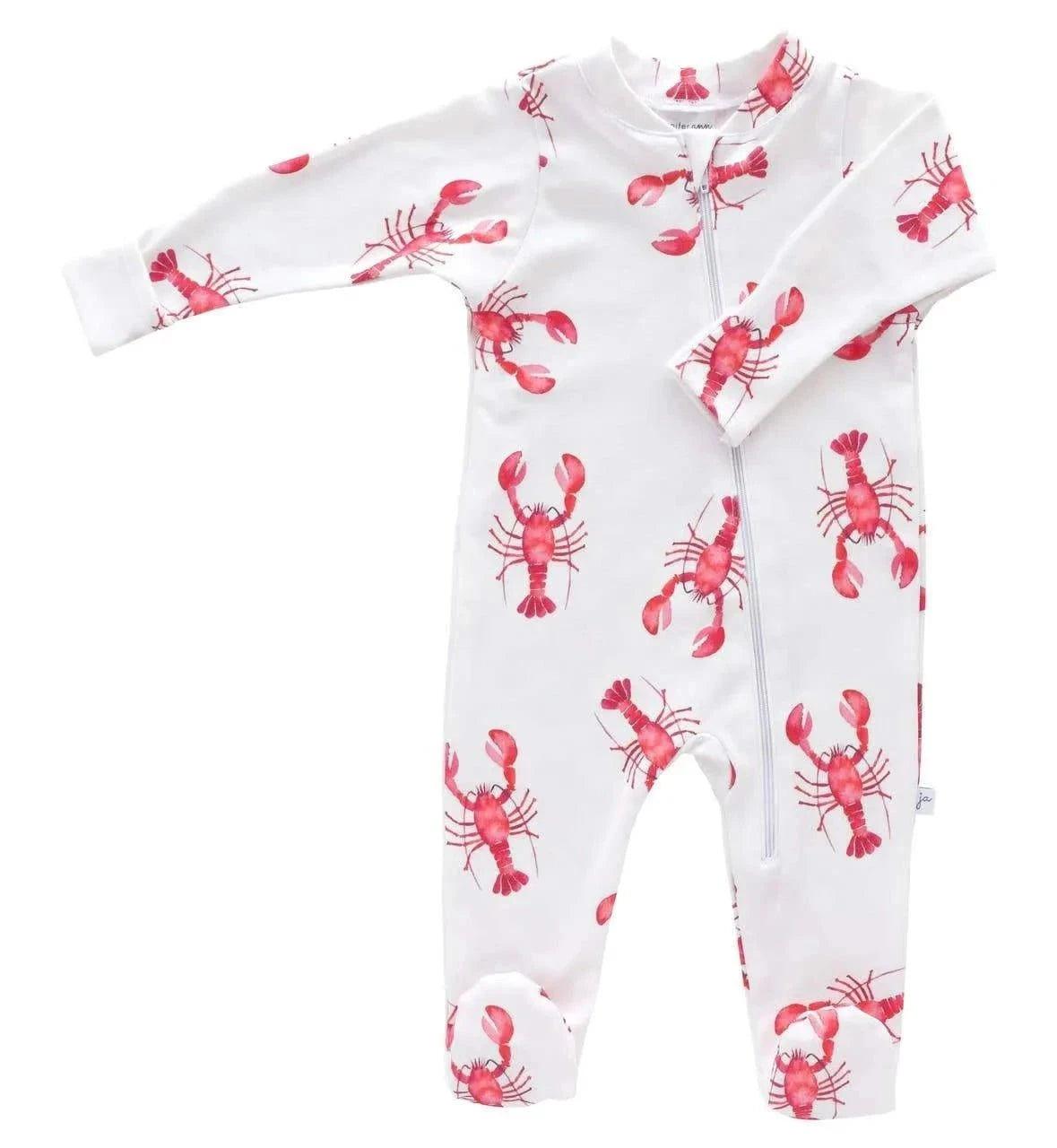 Crawfish Organic Footie pajamas front view