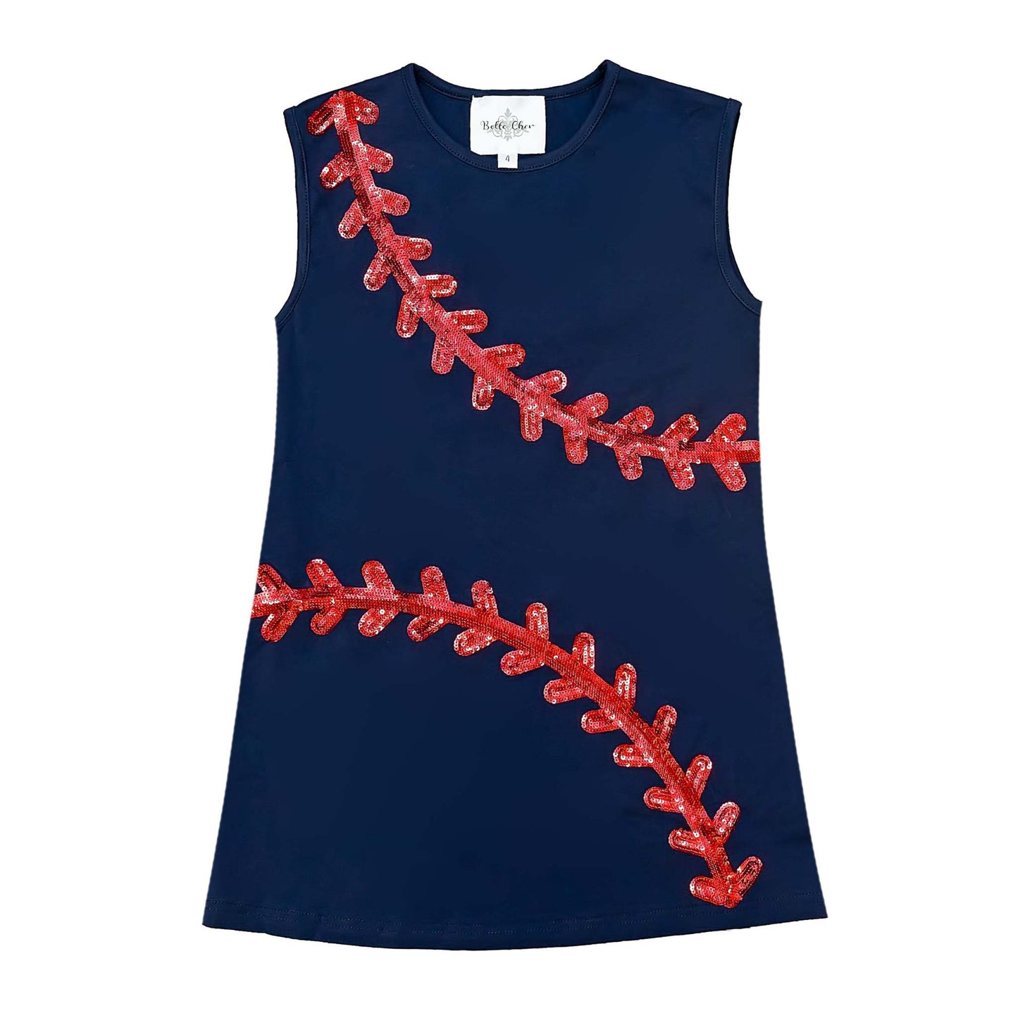 Baseball Navy and Red Dress, side view