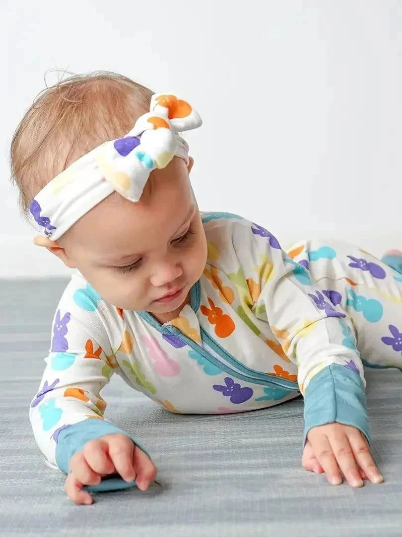 Chillin with My Peeps Easter Bamboo Baby Headband Bow side view