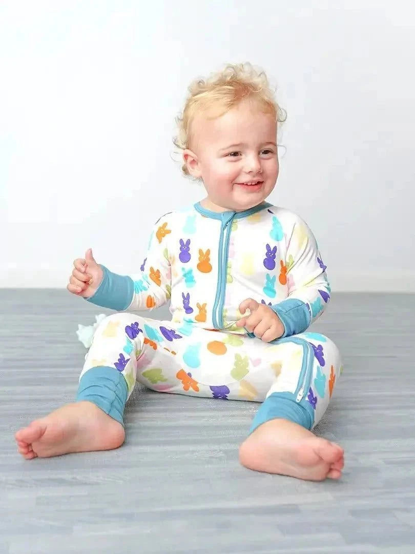 Peeps Easter Bunny Bamboo Pajamas Baby Pajamas Footie Pajama side view