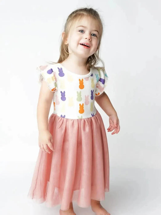 Emerson and Friends - Peeps Easter Bunny Tulle Twirl Baby Dress and Girl Dress