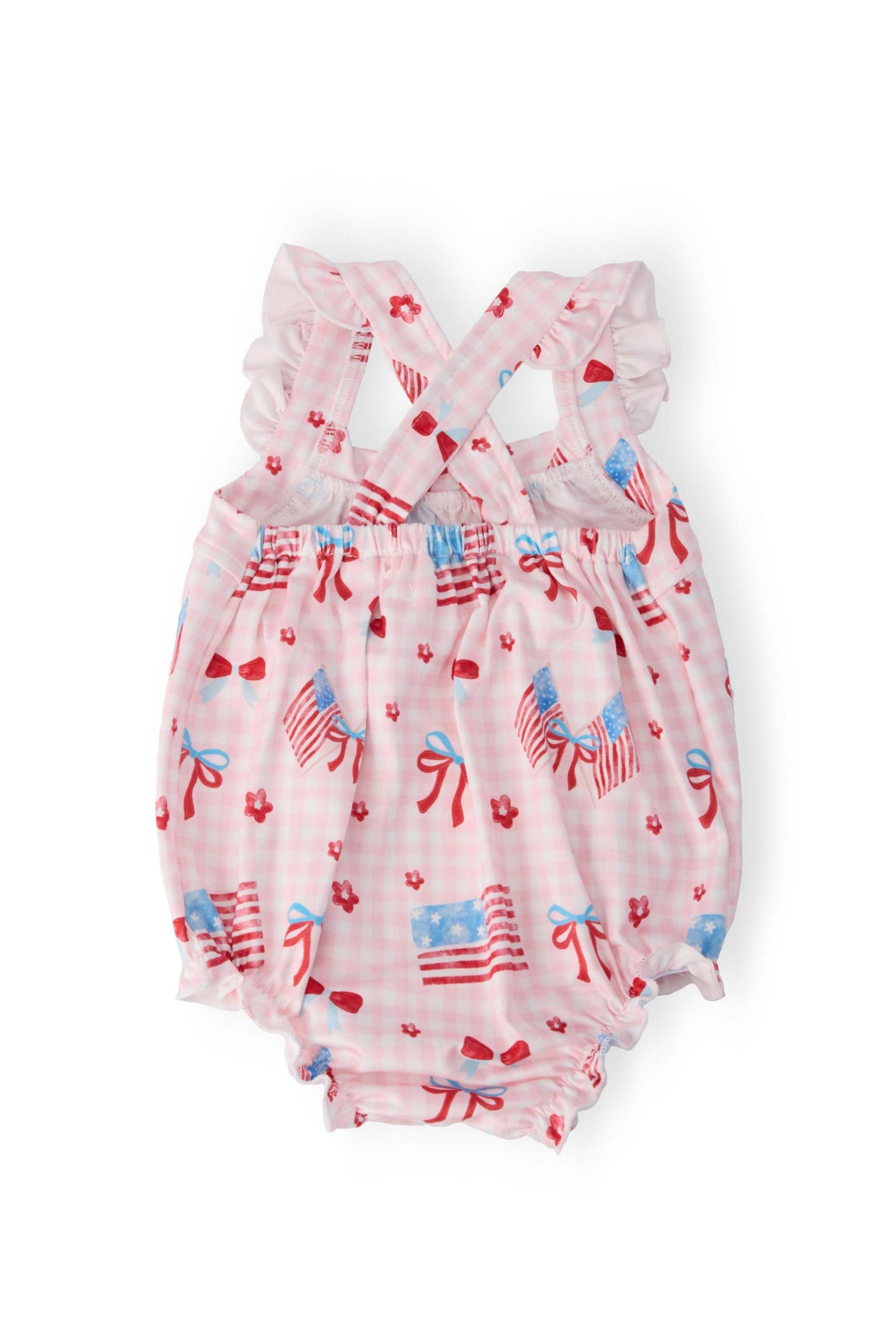 Fancy Flags Ruffle Cross Back Romper
