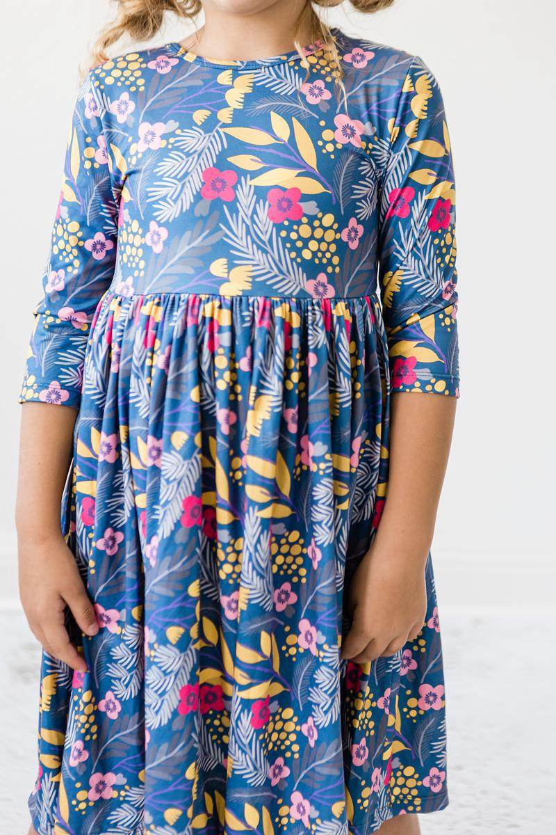 Flora 3/4 Sleeve Pocket Twirl Dress