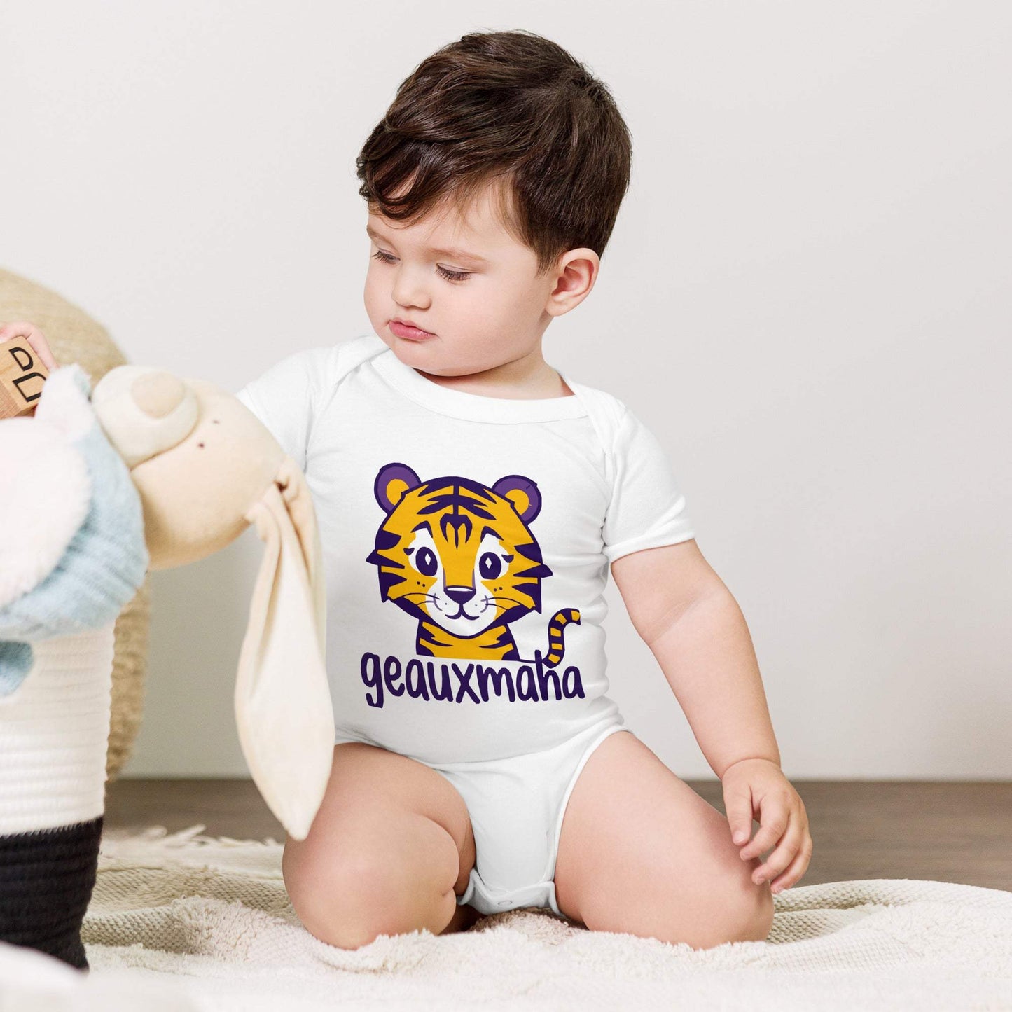 Geauxmaha Tiger Baby Onesie – Purple & Gold