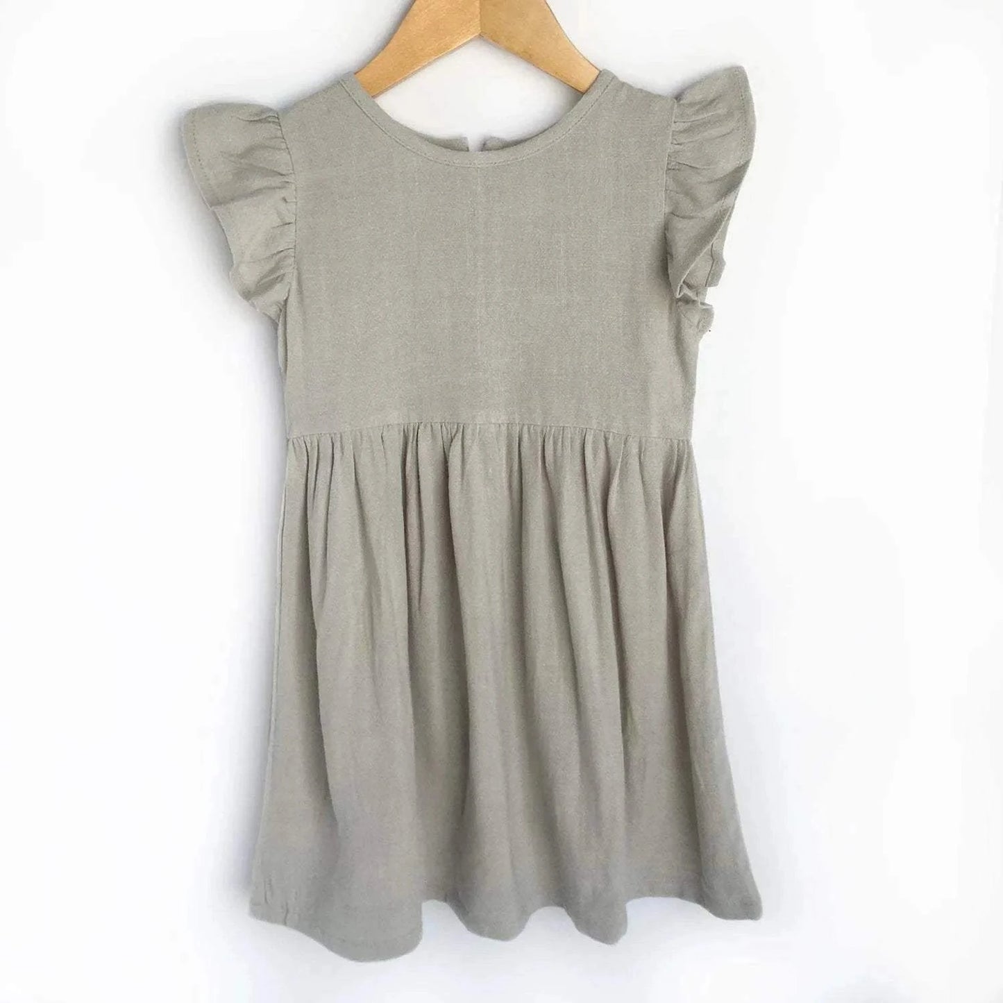 Grey linen dress back view